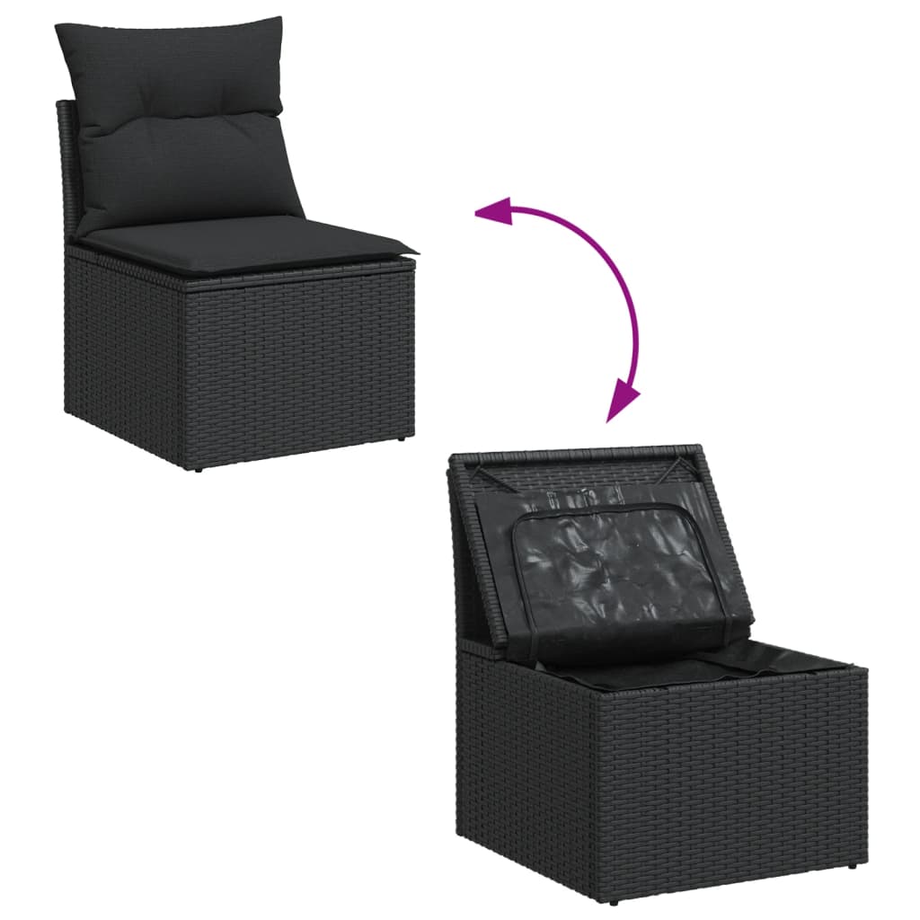 5-delige Loungeset met kussens poly rattan zwart is nu te koop bij PeponiXL, paradijselijk wonen!