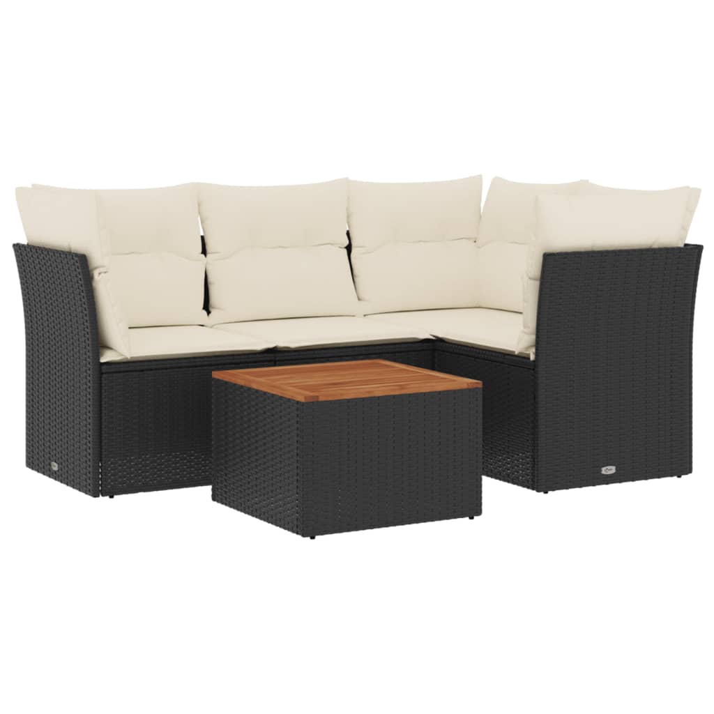 5-delige Loungeset met kussens poly rattan zwart is nu te koop bij PeponiXL, paradijselijk wonen!