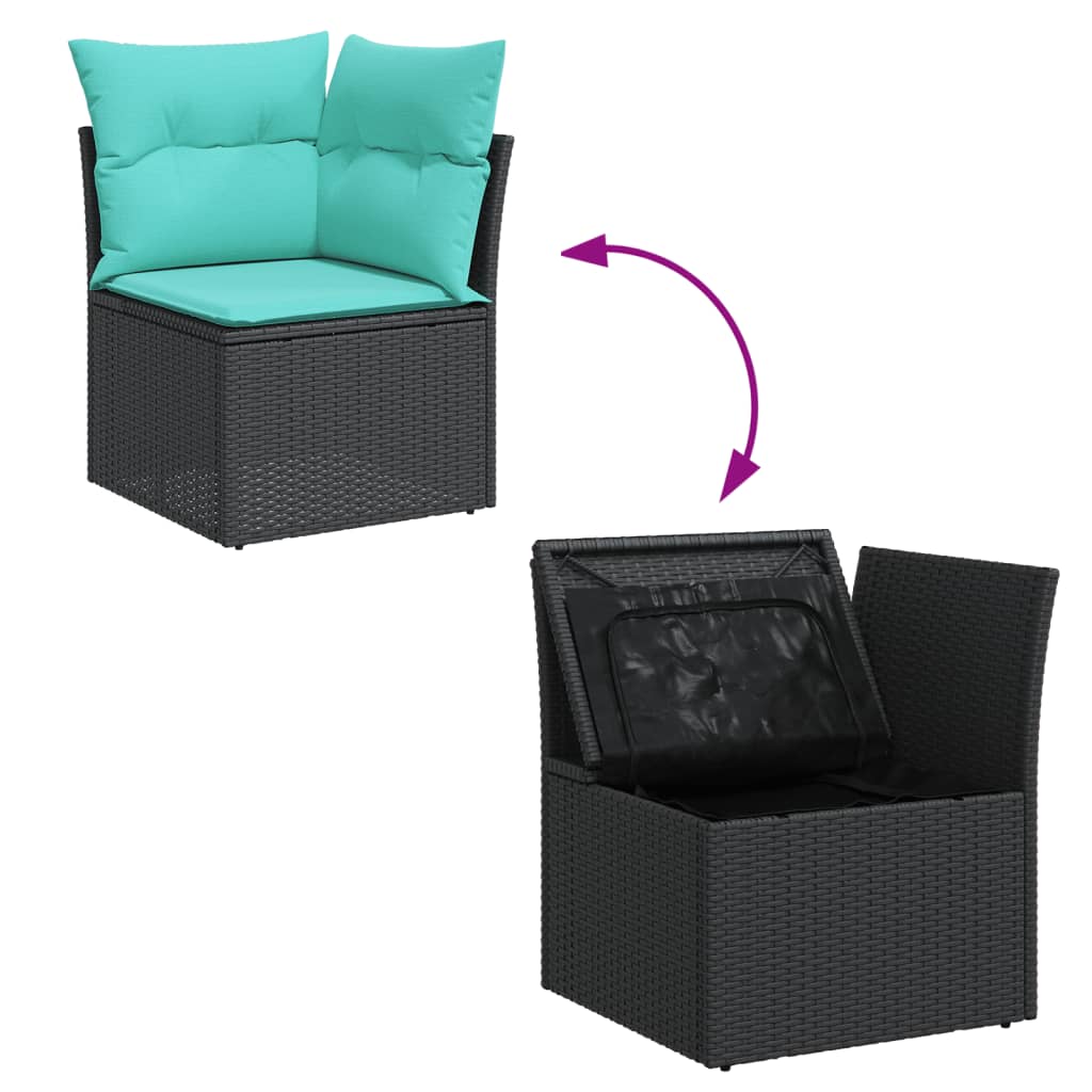 5-delige Loungeset met kussens poly rattan zwart is nu te koop bij PeponiXL, paradijselijk wonen!