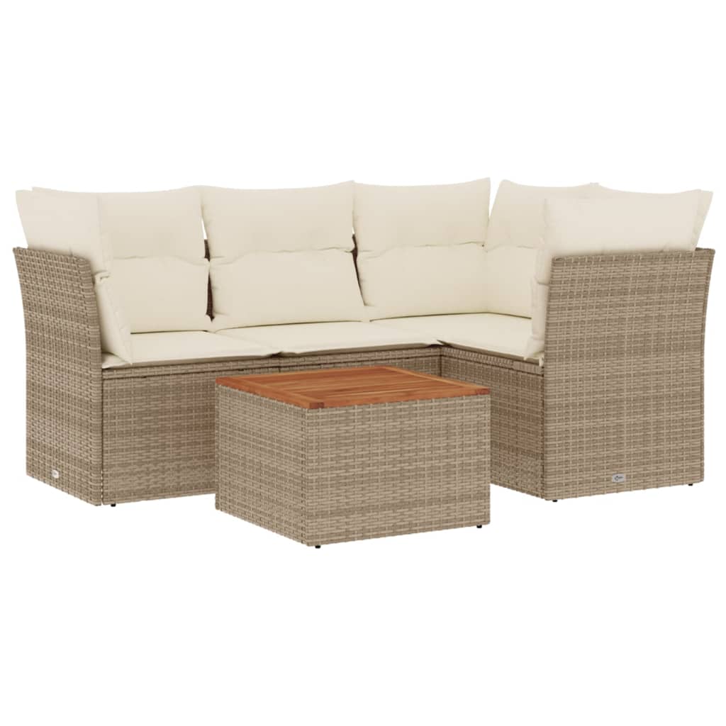 5-delige Loungeset met kussens poly rattan beige is nu te koop bij PeponiXL, paradijselijk wonen!