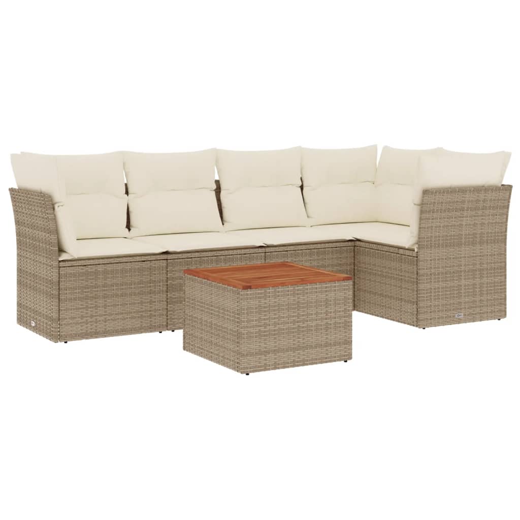 6-delige Loungeset met kussens poly rattan beige is nu te koop bij PeponiXL, paradijselijk wonen!