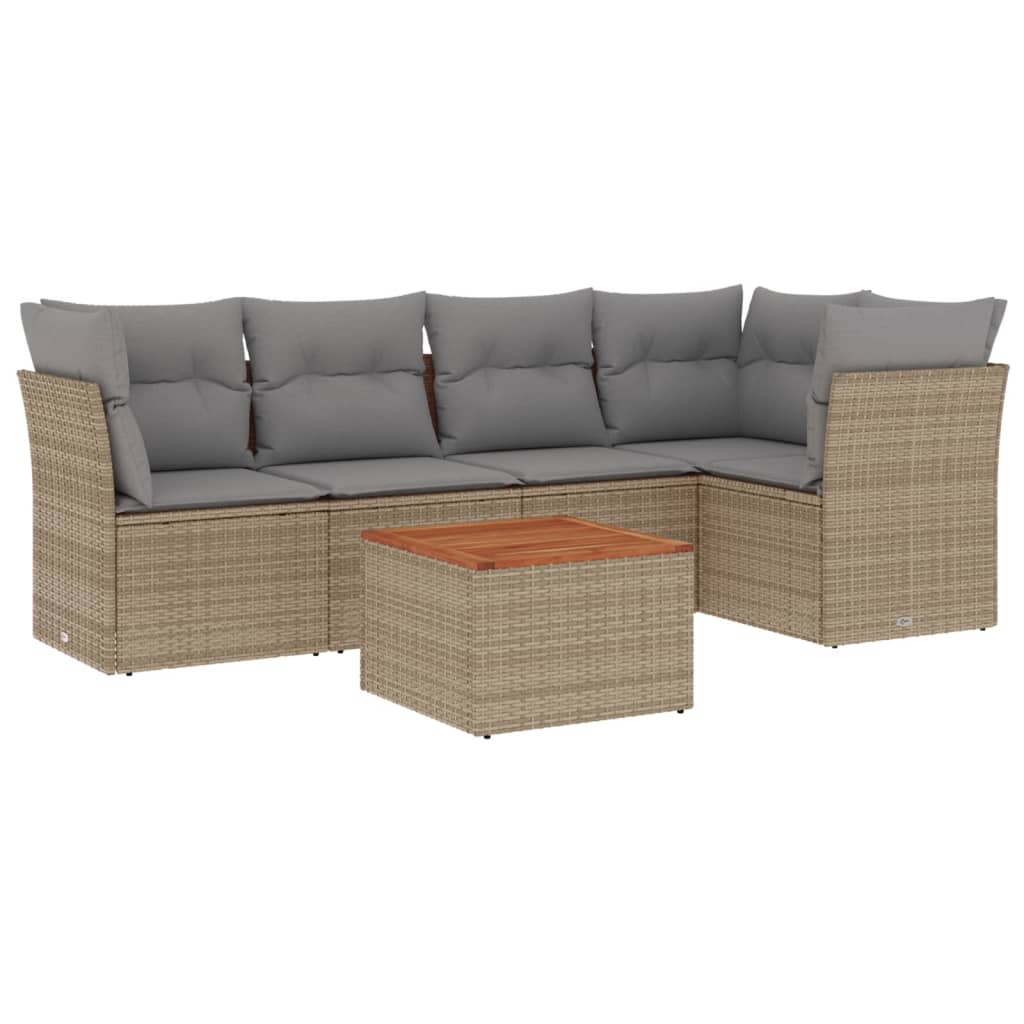 6-delige Loungeset met kussens poly rattan gemengd beige is nu te koop bij PeponiXL, paradijselijk wonen!