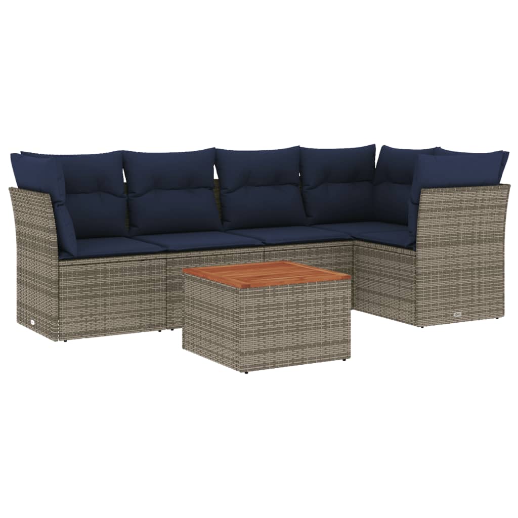 6-delige Loungeset met kussens poly rattan grijs is nu te koop bij PeponiXL, paradijselijk wonen!