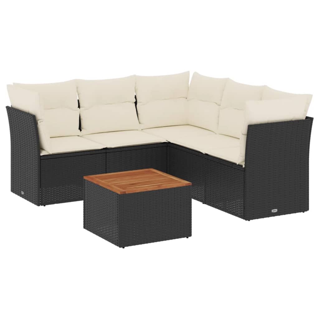 6-delige Loungeset met kussens poly rattan zwart is nu te koop bij PeponiXL, paradijselijk wonen!