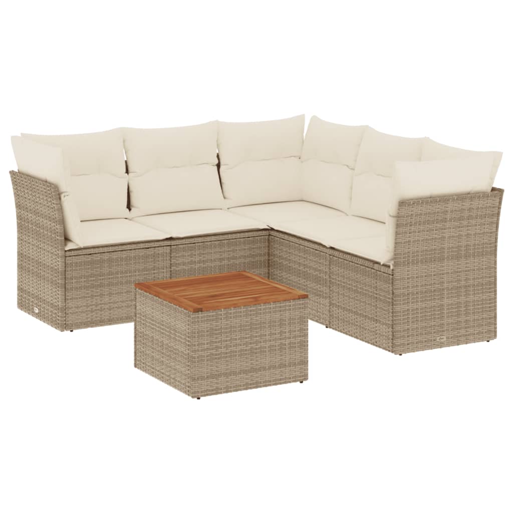 6-delige Loungeset met kussens poly rattan beige is nu te koop bij PeponiXL, paradijselijk wonen!