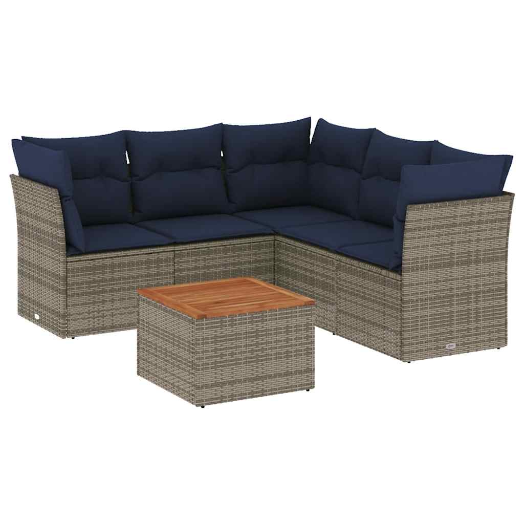6-delige Loungeset met kussens poly rattan grijs is nu te koop bij PeponiXL, paradijselijk wonen!