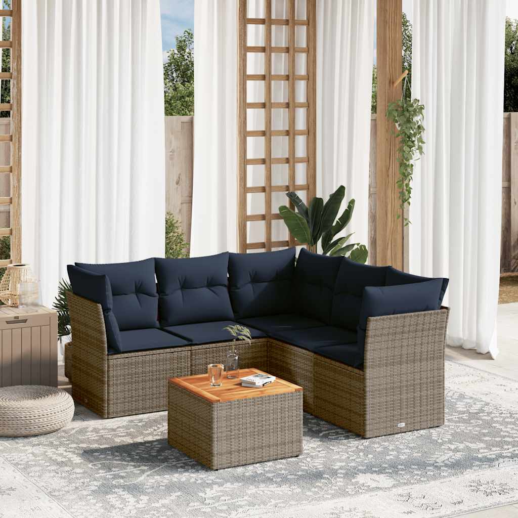 6-delige Loungeset met kussens poly rattan grijs is nu te koop bij PeponiXL, paradijselijk wonen!