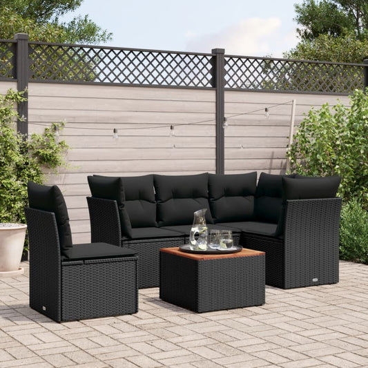 6-delige Loungeset met kussens poly rattan zwart is nu te koop bij PeponiXL, paradijselijk wonen!