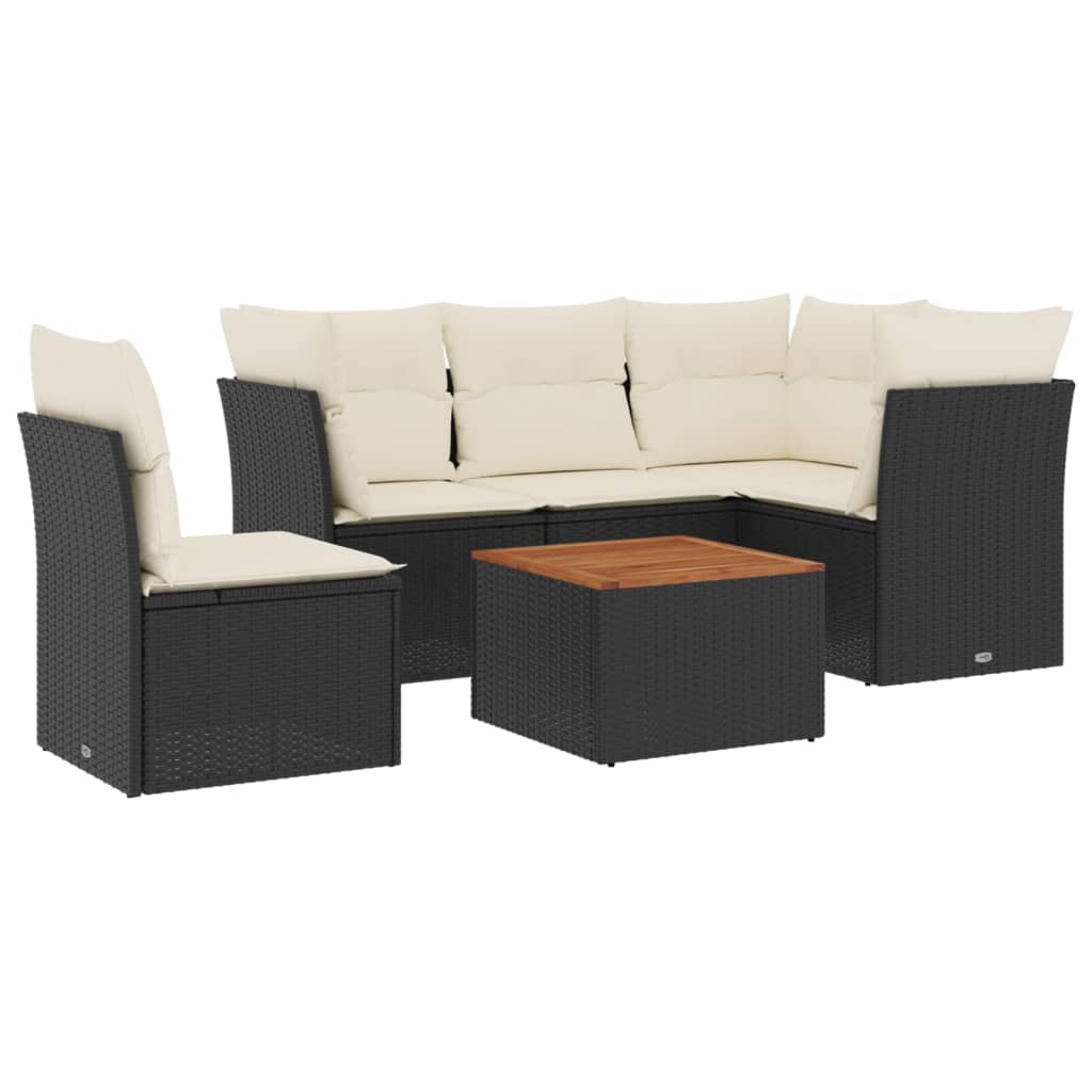 6-delige Loungeset met kussens poly rattan zwart is nu te koop bij PeponiXL, paradijselijk wonen!