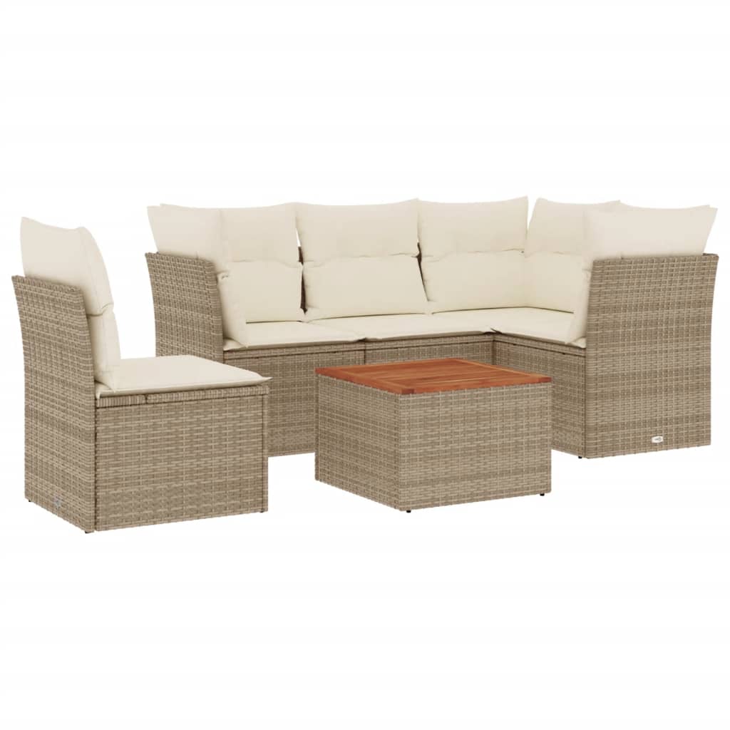 6-delige Loungeset met kussens poly rattan beige is nu te koop bij PeponiXL, paradijselijk wonen!