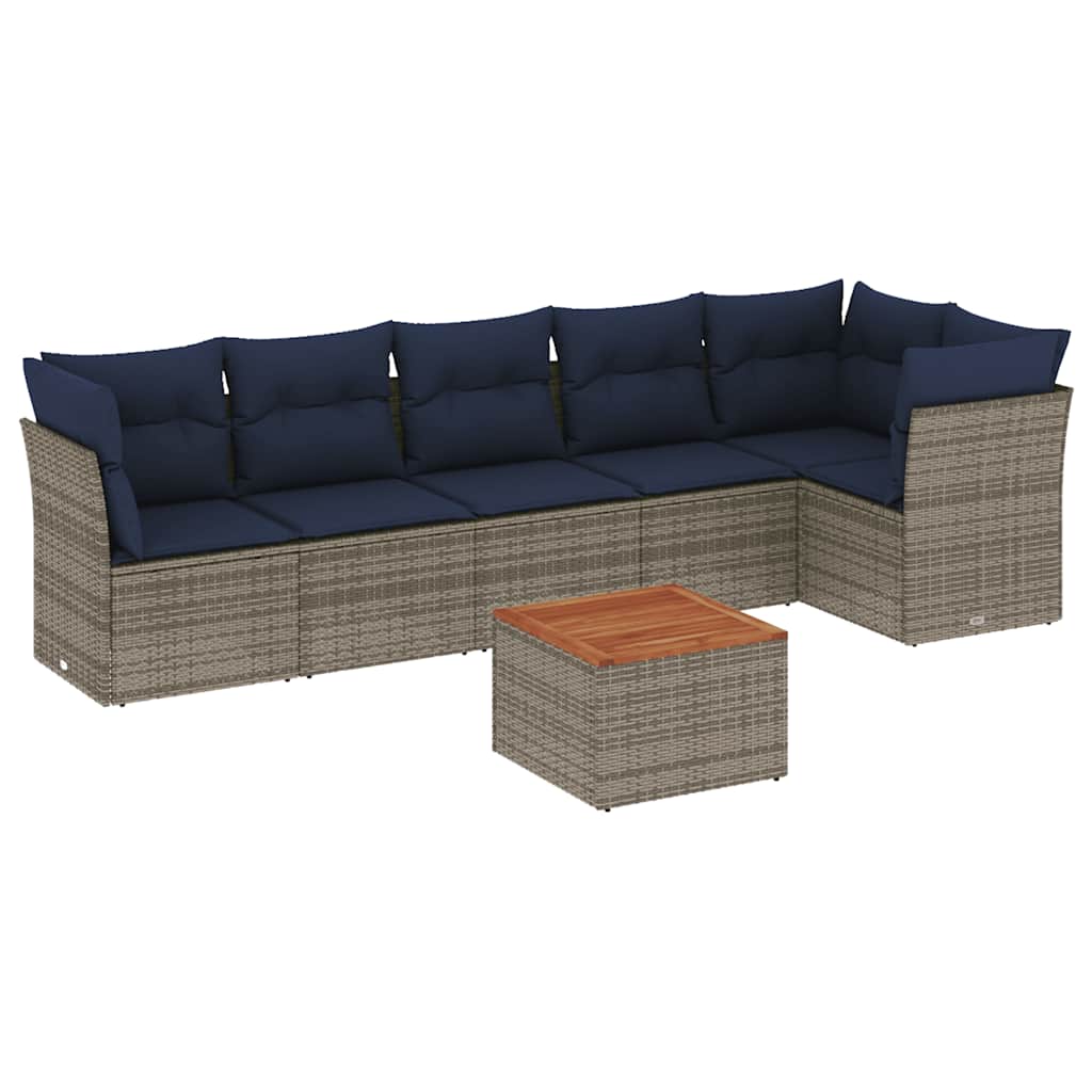 7-delige Loungeset met kussens poly rattan grijs is nu te koop bij PeponiXL, paradijselijk wonen!
