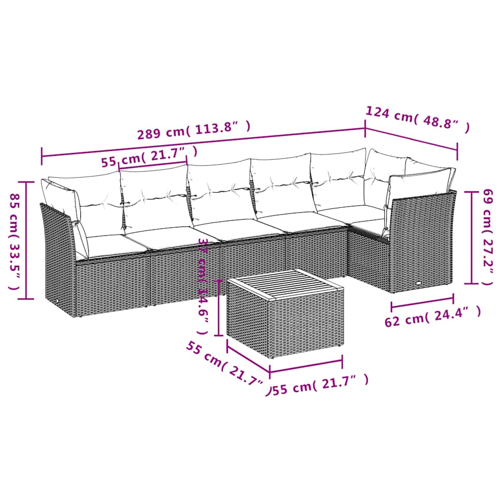 7-delige Loungeset met kussens poly rattan grijs is nu te koop bij PeponiXL, paradijselijk wonen!