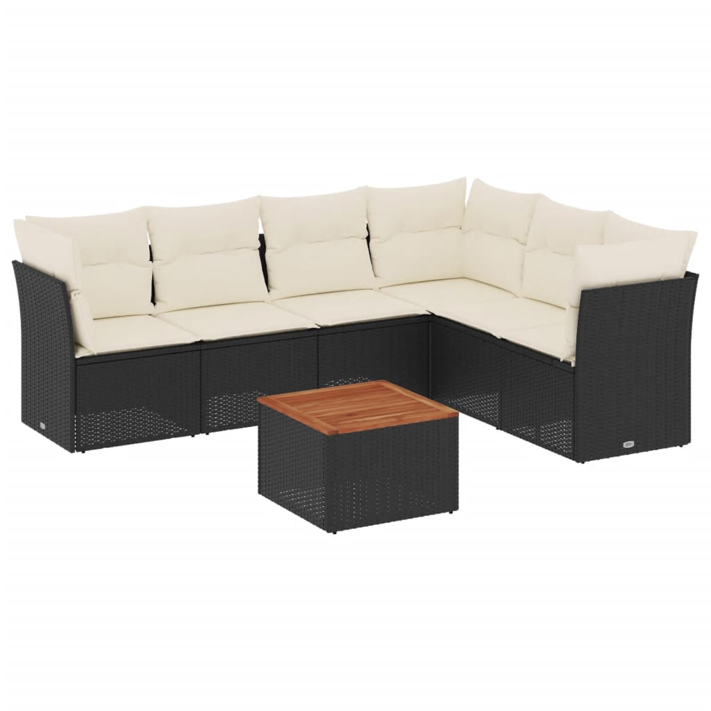 7-delige Loungeset met kussens poly rattan zwart is nu te koop bij PeponiXL, paradijselijk wonen!