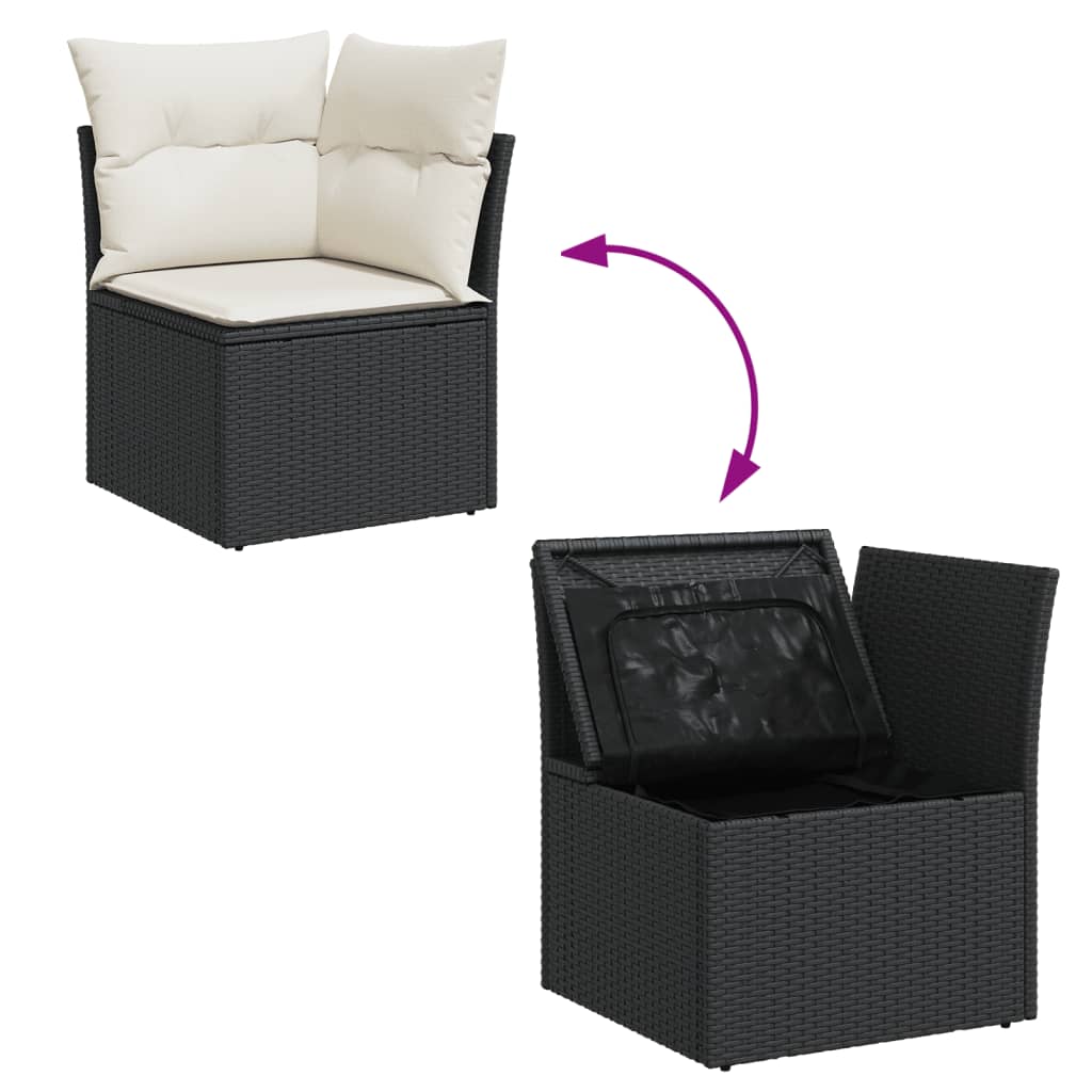 7-delige Loungeset met kussens poly rattan zwart is nu te koop bij PeponiXL, paradijselijk wonen!