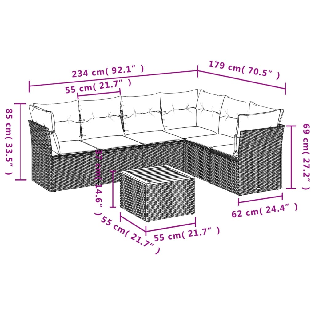 7-delige Loungeset met kussens poly rattan beige is nu te koop bij PeponiXL, paradijselijk wonen!