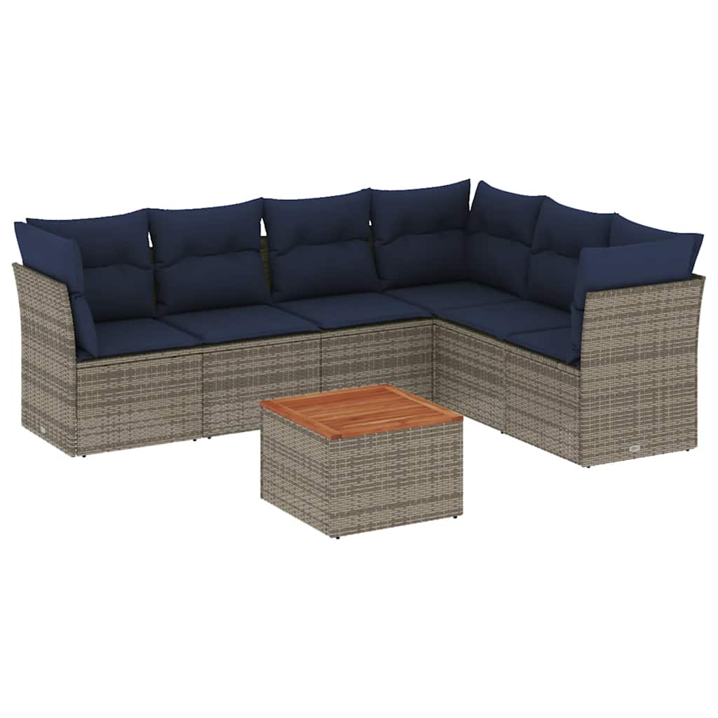 7-delige Loungeset met kussens poly rattan grijs is nu te koop bij PeponiXL, paradijselijk wonen!