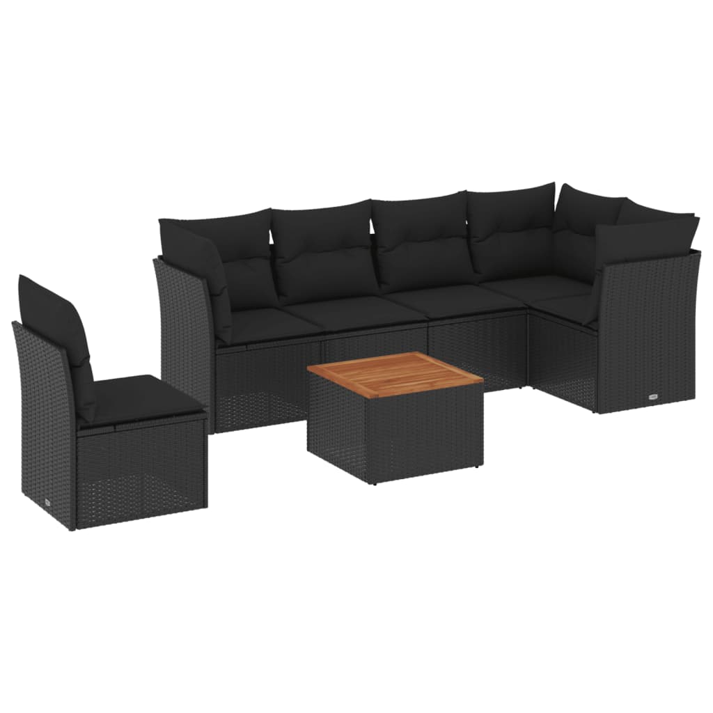 7-delige Loungeset met kussens poly rattan zwart is nu te koop bij PeponiXL, paradijselijk wonen!