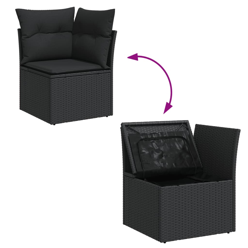 7-delige Loungeset met kussens poly rattan zwart is nu te koop bij PeponiXL, paradijselijk wonen!