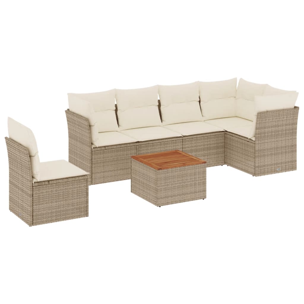7-delige Loungeset met kussens poly rattan beige is nu te koop bij PeponiXL, paradijselijk wonen!