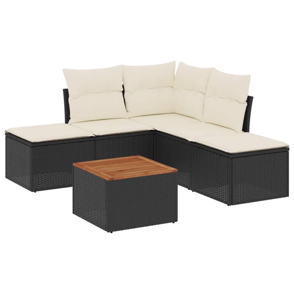 6-delige Loungeset met kussens poly rattan zwart is nu te koop bij PeponiXL, paradijselijk wonen!