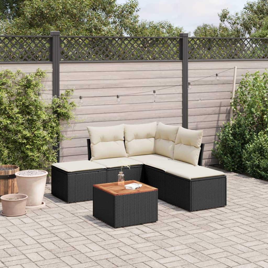 6-delige Loungeset met kussens poly rattan zwart is nu te koop bij PeponiXL, paradijselijk wonen!