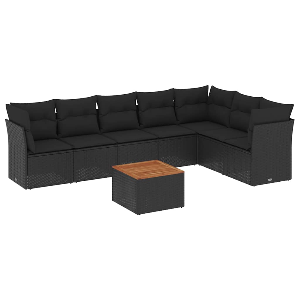 8-delige Loungeset met kussens poly rattan zwart is nu te koop bij PeponiXL, paradijselijk wonen!