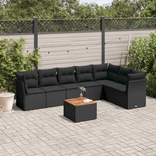 8-delige Loungeset met kussens poly rattan zwart is nu te koop bij PeponiXL, paradijselijk wonen!