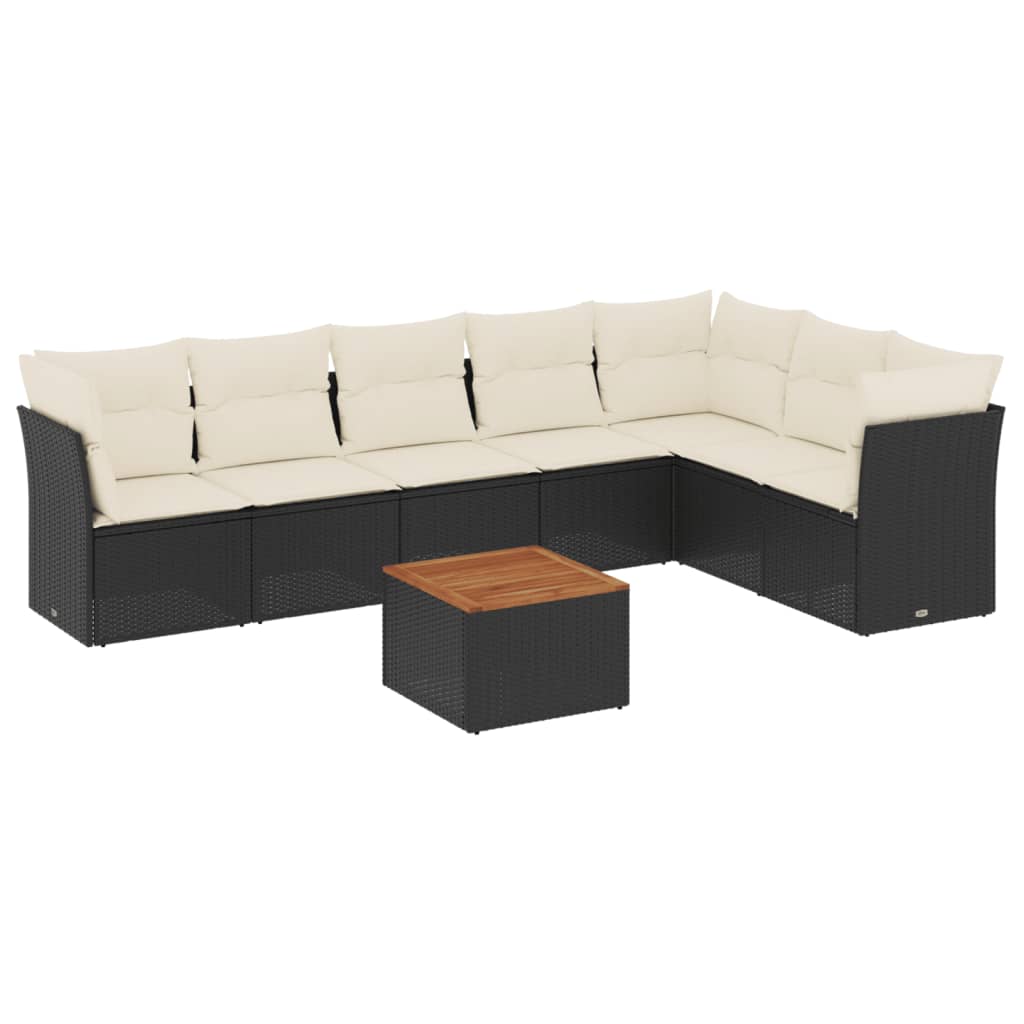 8-delige Loungeset met kussens poly rattan zwart is nu te koop bij PeponiXL, paradijselijk wonen!