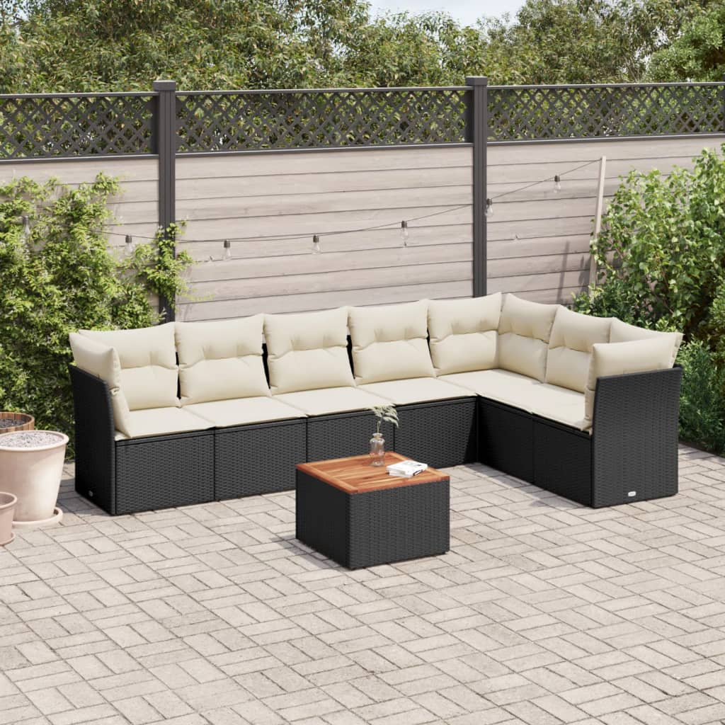 8-delige Loungeset met kussens poly rattan zwart is nu te koop bij PeponiXL, paradijselijk wonen!