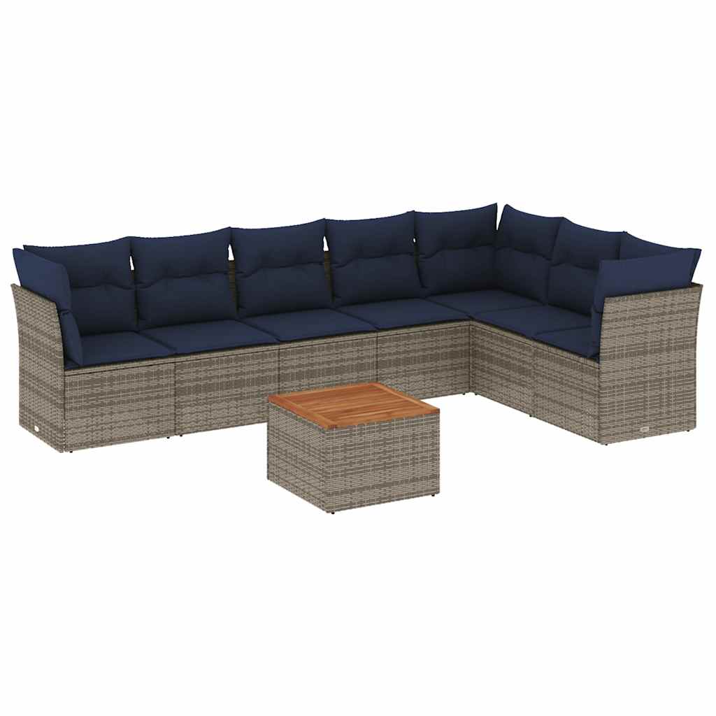 8-delige Loungeset met kussens poly rattan grijs is nu te koop bij PeponiXL, paradijselijk wonen!
