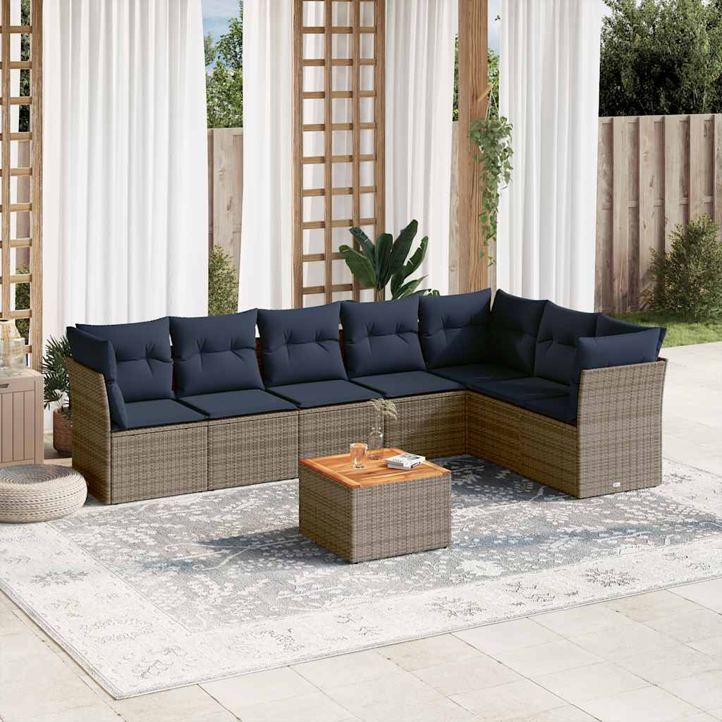 8-delige Loungeset met kussens poly rattan grijs is nu te koop bij PeponiXL, paradijselijk wonen!