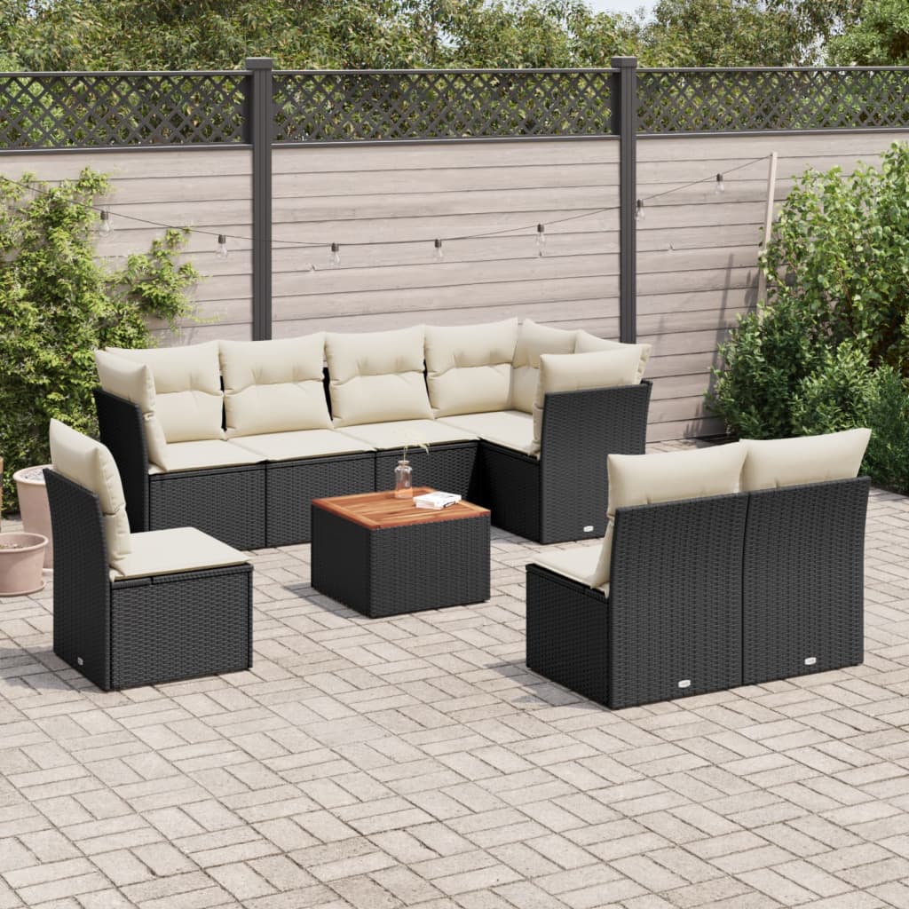 9-delige Loungeset met kussens poly rattan zwart is nu te koop bij PeponiXL, paradijselijk wonen!