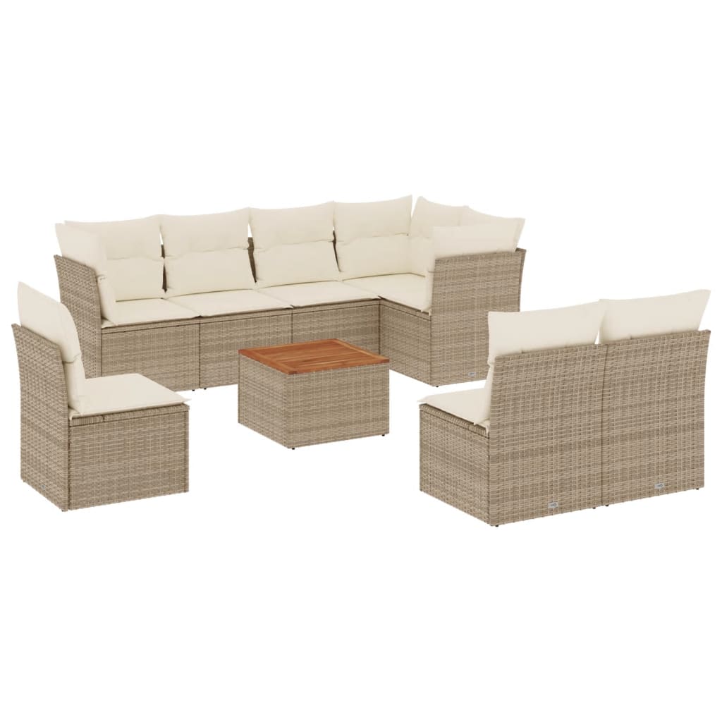 9-delige Loungeset met kussens poly rattan beige is nu te koop bij PeponiXL, paradijselijk wonen!