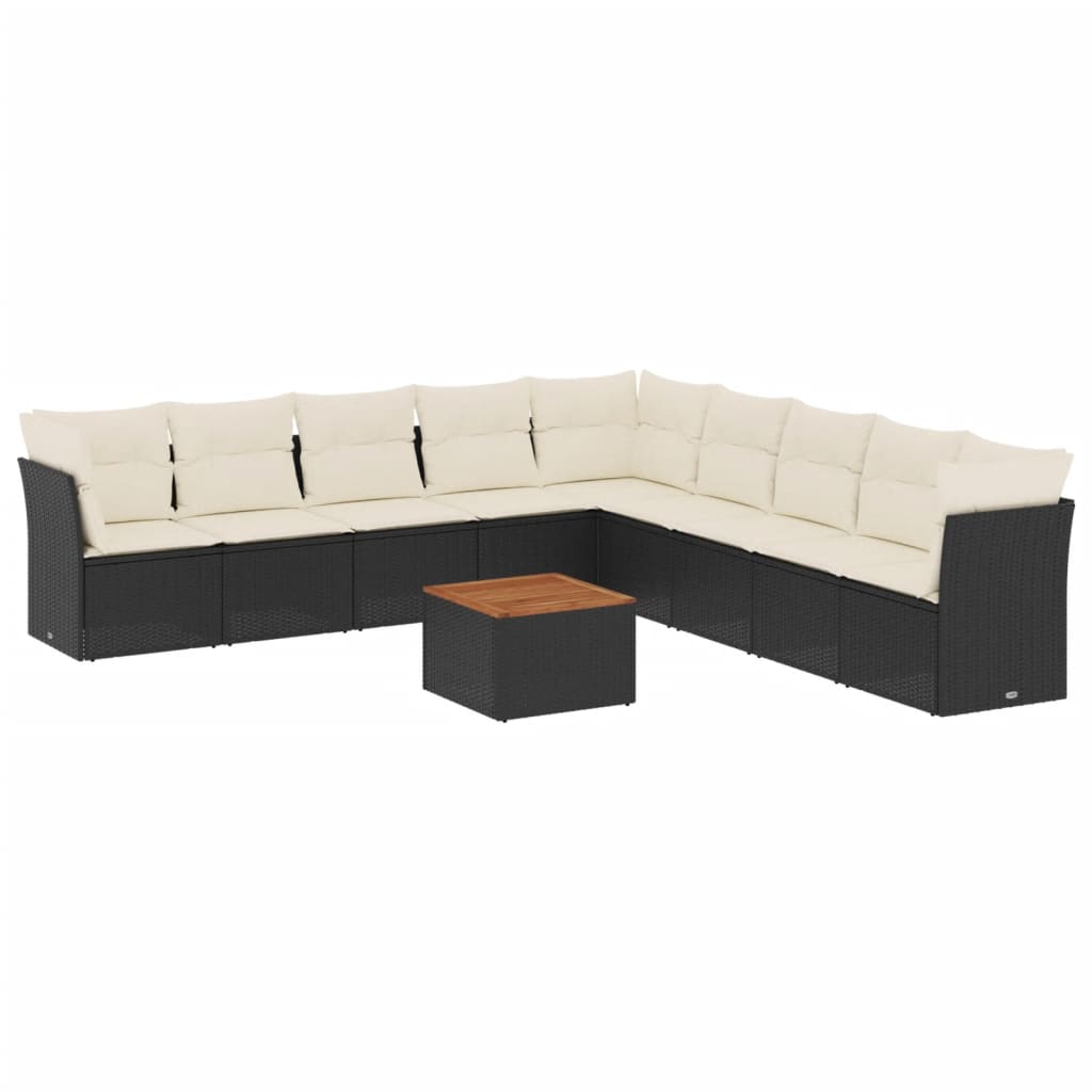 10-delige Loungeset met kussens poly rattan zwart is nu te koop bij PeponiXL, paradijselijk wonen!