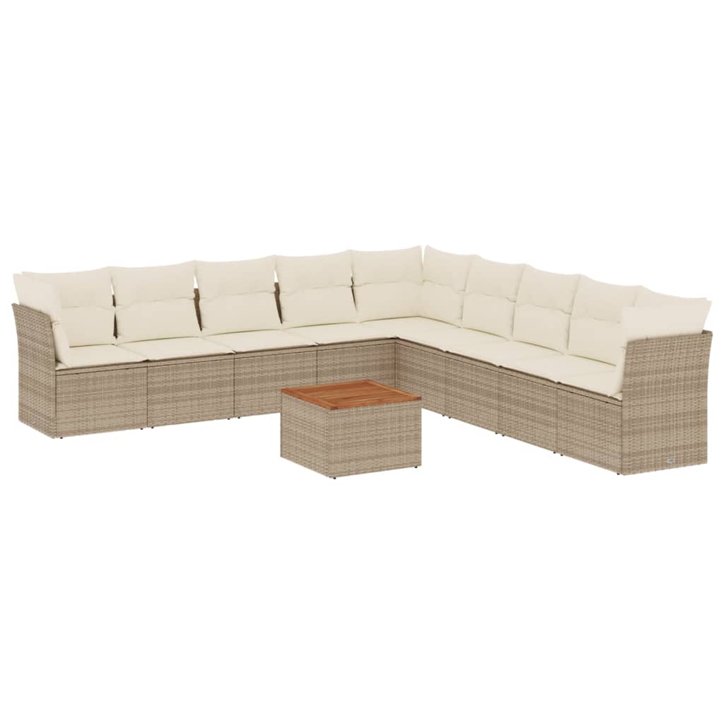 10-delige Loungeset met kussens poly rattan beige is nu te koop bij PeponiXL, paradijselijk wonen!