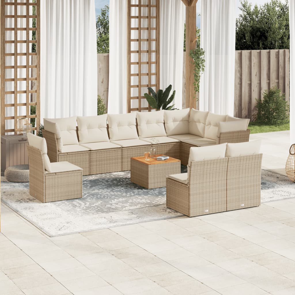 11-delige Tuinset met kussens poly rattan beige is nu te koop bij PeponiXL, paradijselijk wonen!