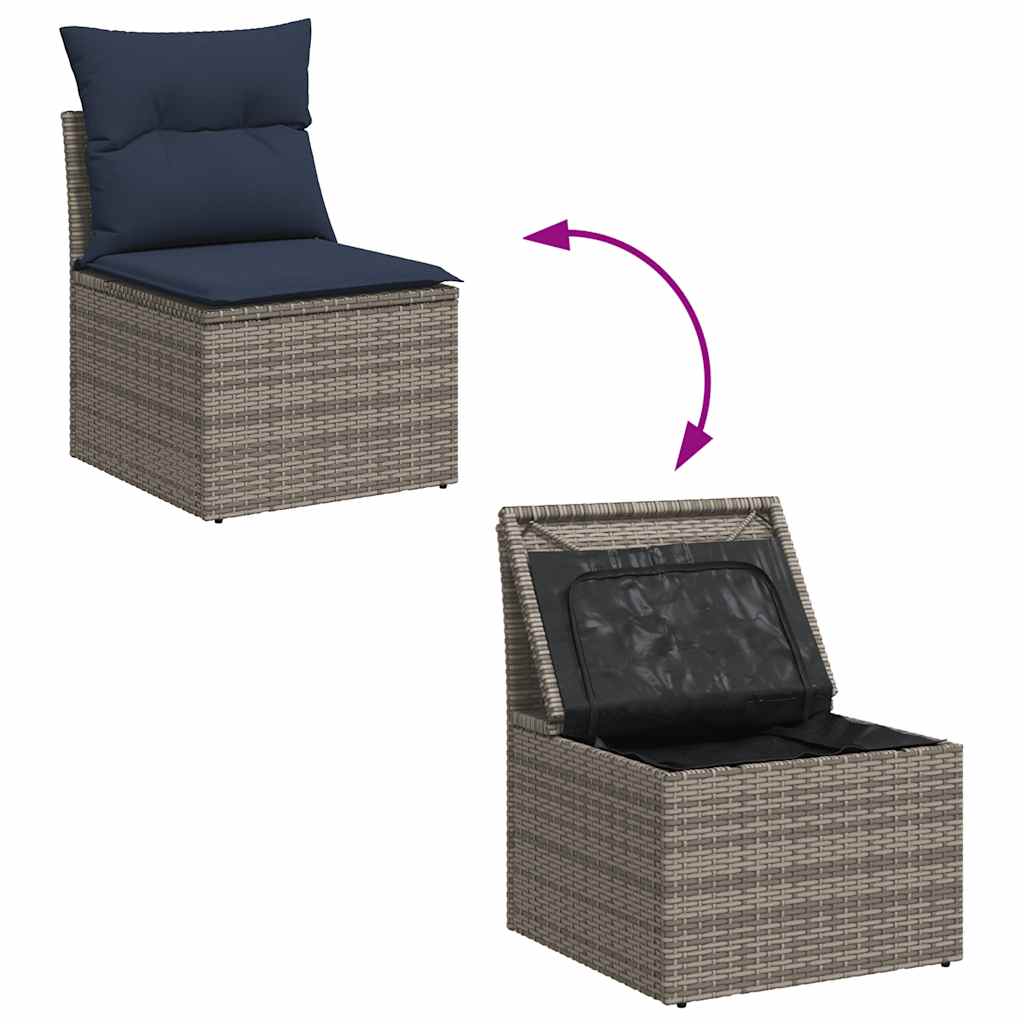 11-delige Loungeset met kussens poly rattan grijs is nu te koop bij PeponiXL, paradijselijk wonen!