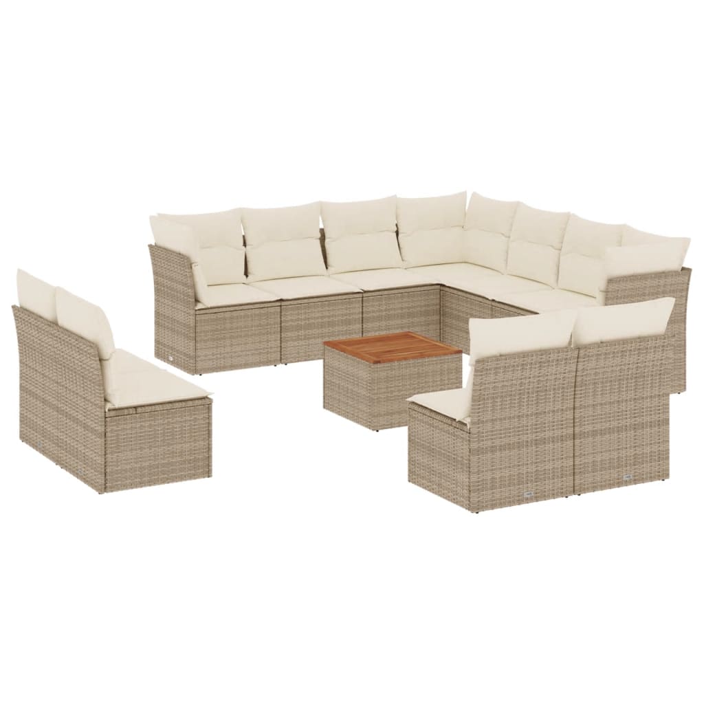 12-delige Loungeset met kussens poly rattan beige is nu te koop bij PeponiXL, paradijselijk wonen!
