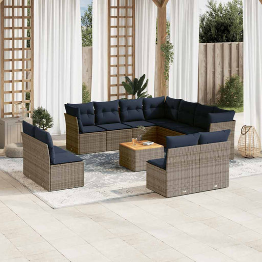 12-delige Loungeset met kussens poly rattan grijs is nu te koop bij PeponiXL, paradijselijk wonen!