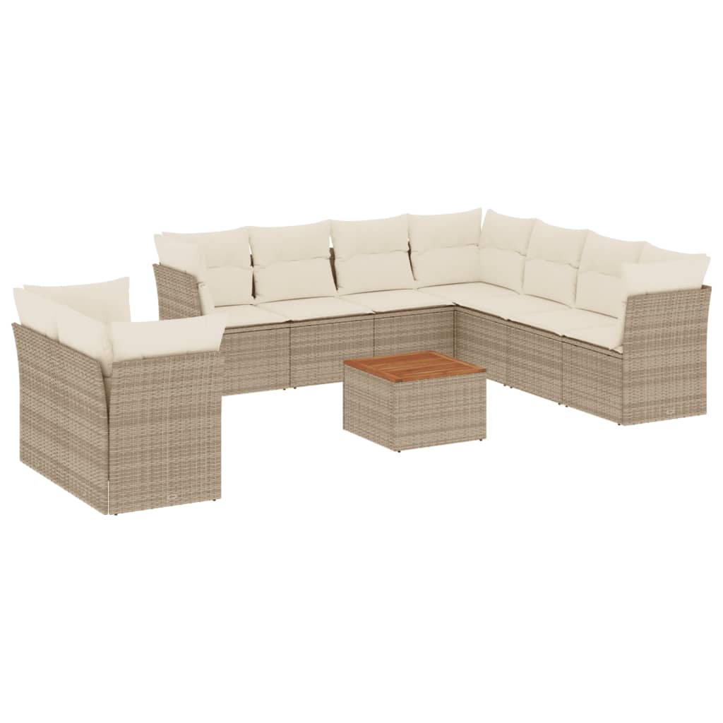 11-delige Tuinset met kussens poly rattan beige is nu te koop bij PeponiXL, paradijselijk wonen!