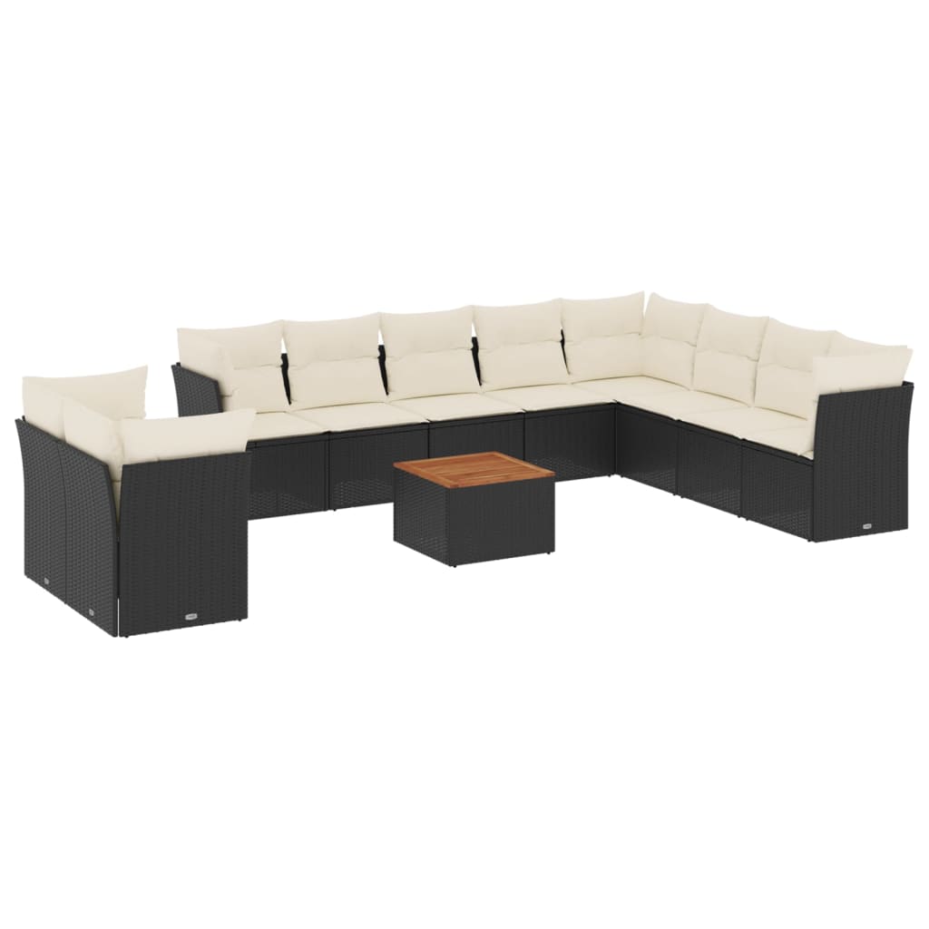 11-delige Loungeset met kussens poly rattan zwart is nu te koop bij PeponiXL, paradijselijk wonen!