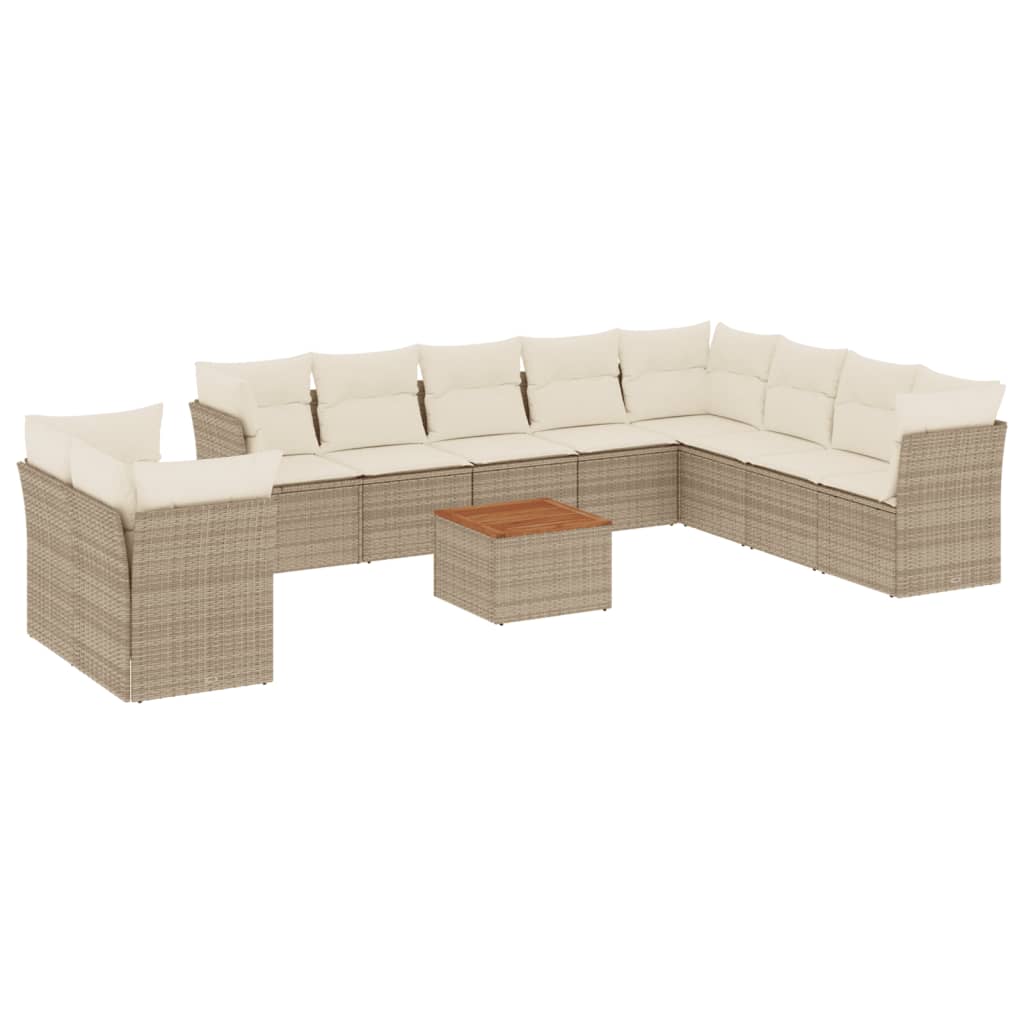 11-delige Tuinset met kussens poly rattan beige is nu te koop bij PeponiXL, paradijselijk wonen!