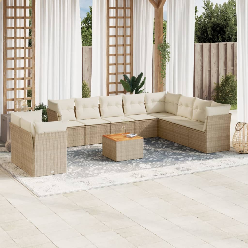 11-delige Tuinset met kussens poly rattan beige is nu te koop bij PeponiXL, paradijselijk wonen!