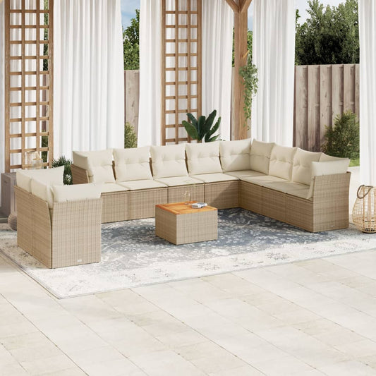 11-delige Tuinset met kussens poly rattan beige is nu te koop bij PeponiXL, paradijselijk wonen!
