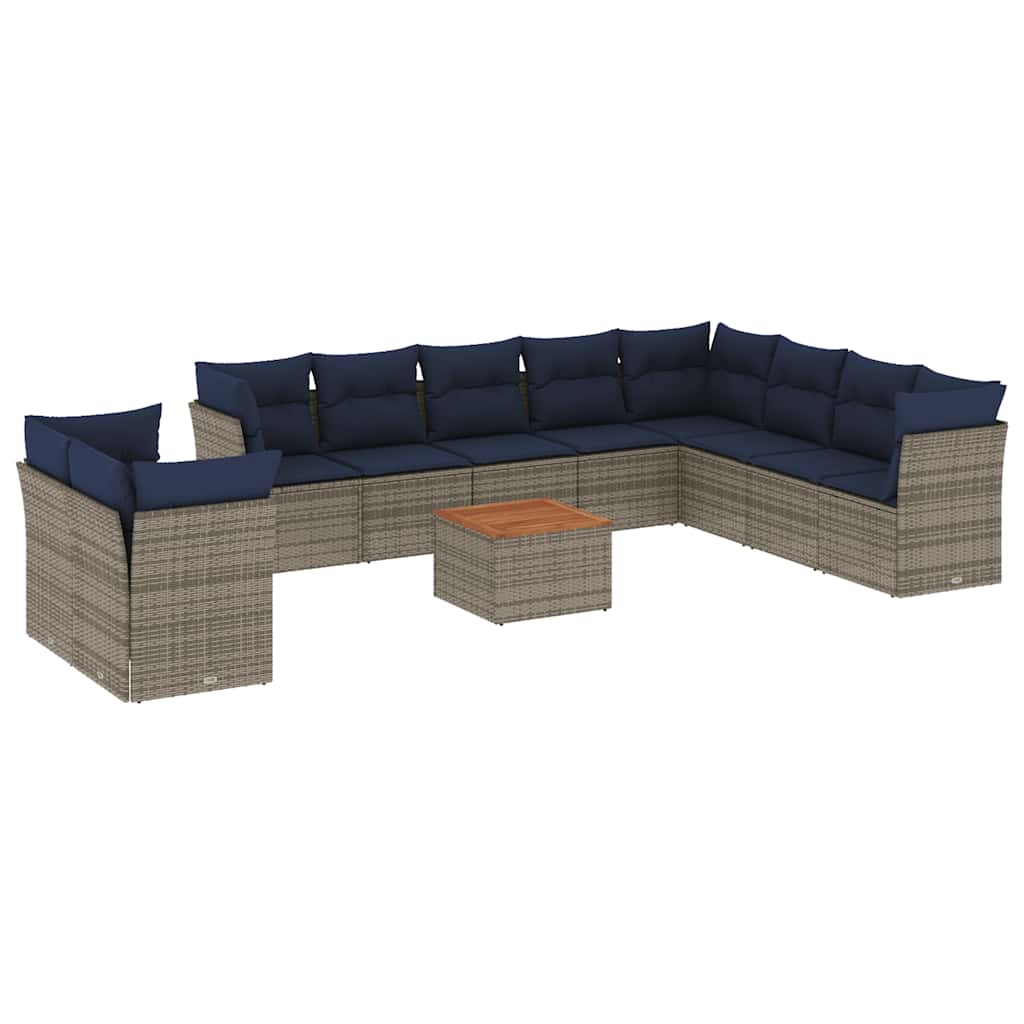 11-delige Loungeset met kussens poly rattan grijs is nu te koop bij PeponiXL, paradijselijk wonen!