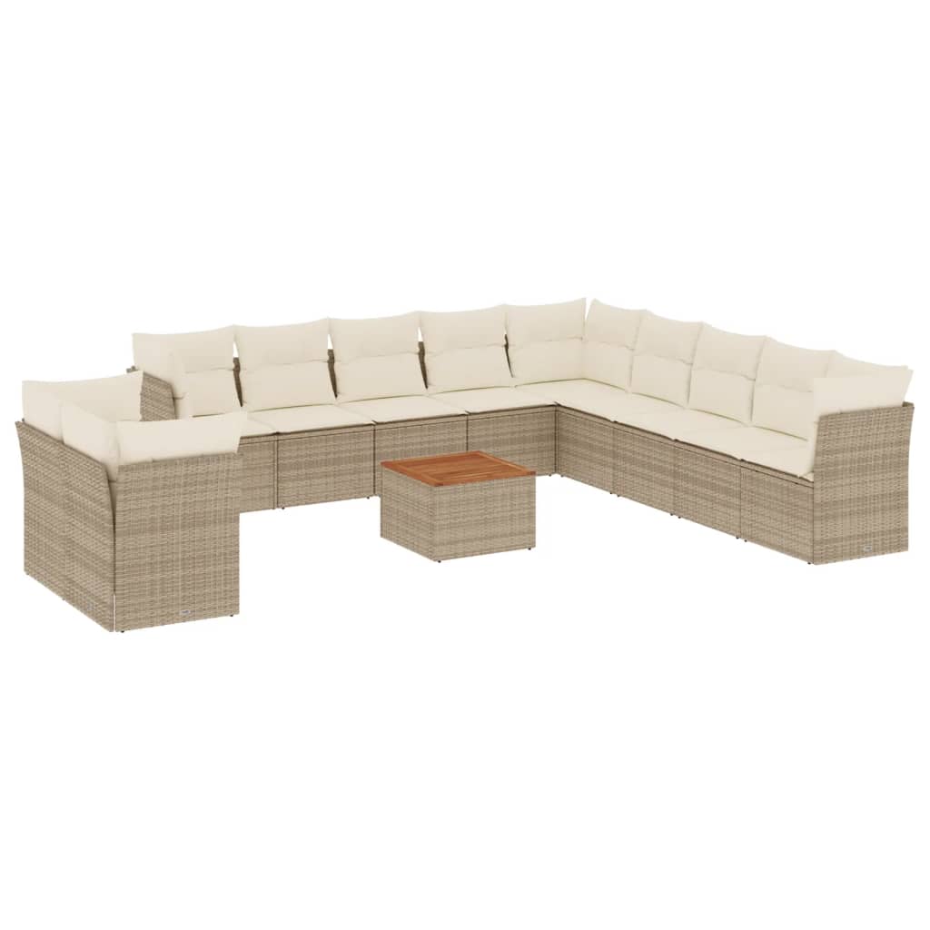 12-delige Loungeset met kussens poly rattan beige is nu te koop bij PeponiXL, paradijselijk wonen!