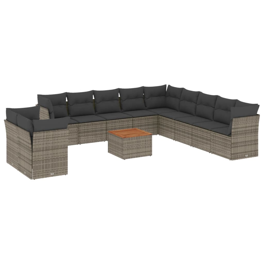 12-delige Loungeset met kussens poly rattan grijs is nu te koop bij PeponiXL, paradijselijk wonen!