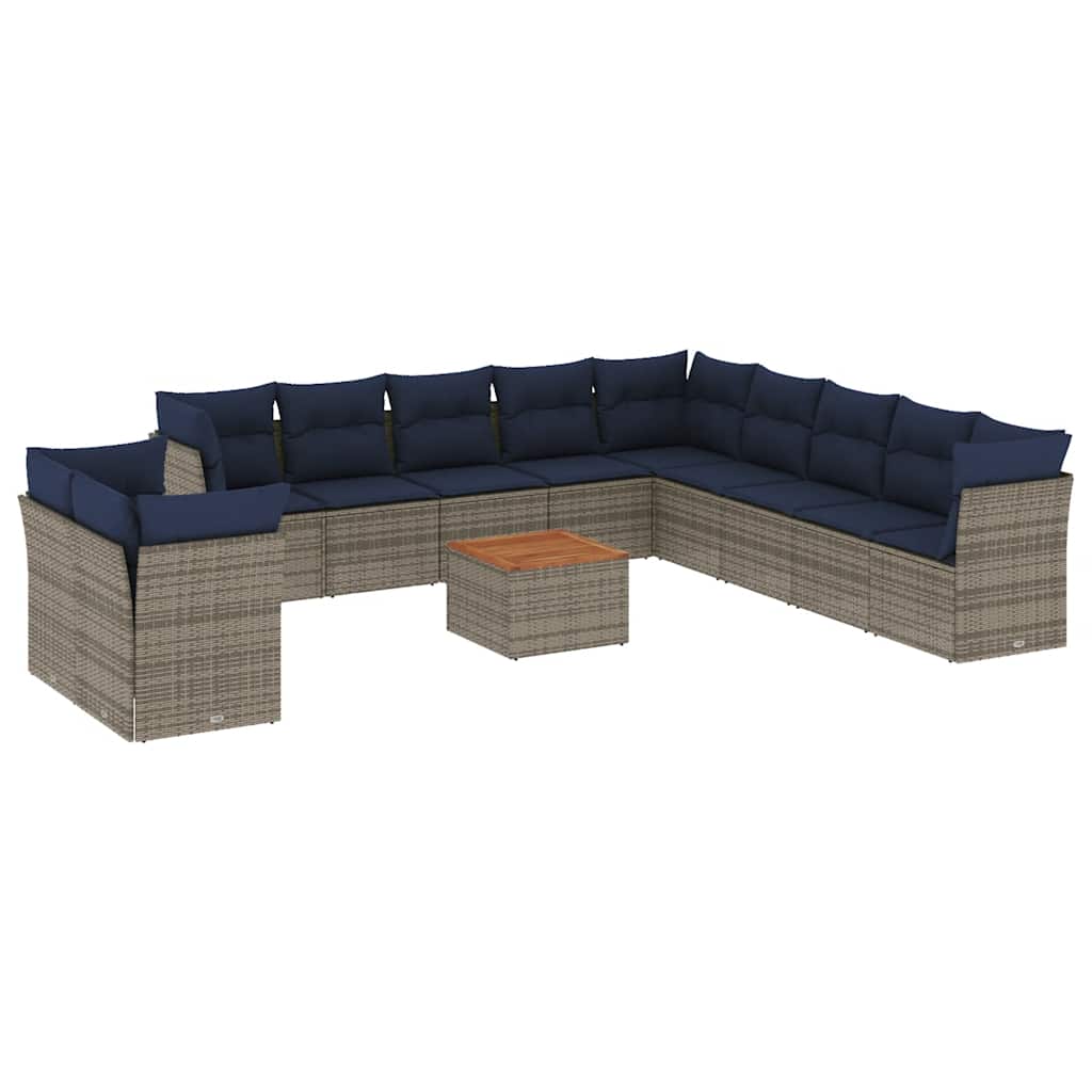 12-delige Loungeset met kussens poly rattan grijs is nu te koop bij PeponiXL, paradijselijk wonen!