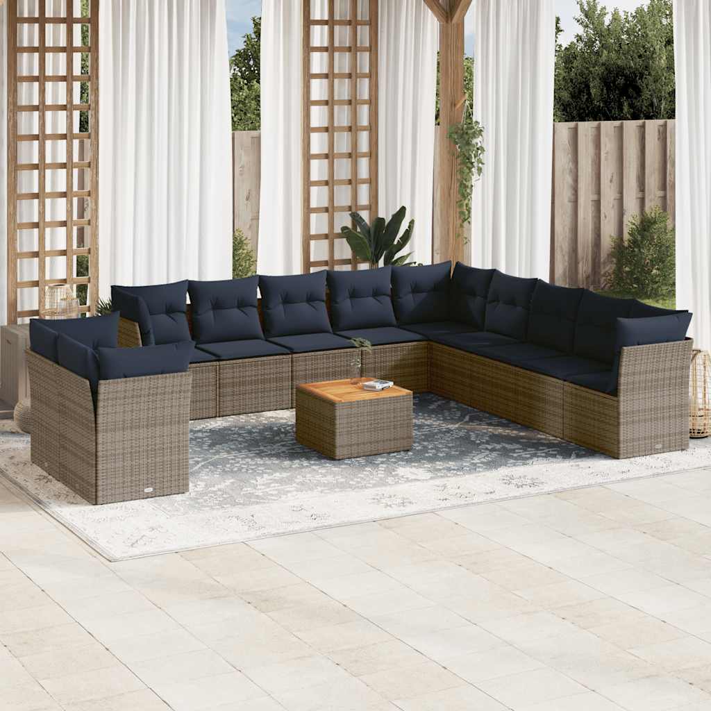 12-delige Loungeset met kussens poly rattan grijs is nu te koop bij PeponiXL, paradijselijk wonen!