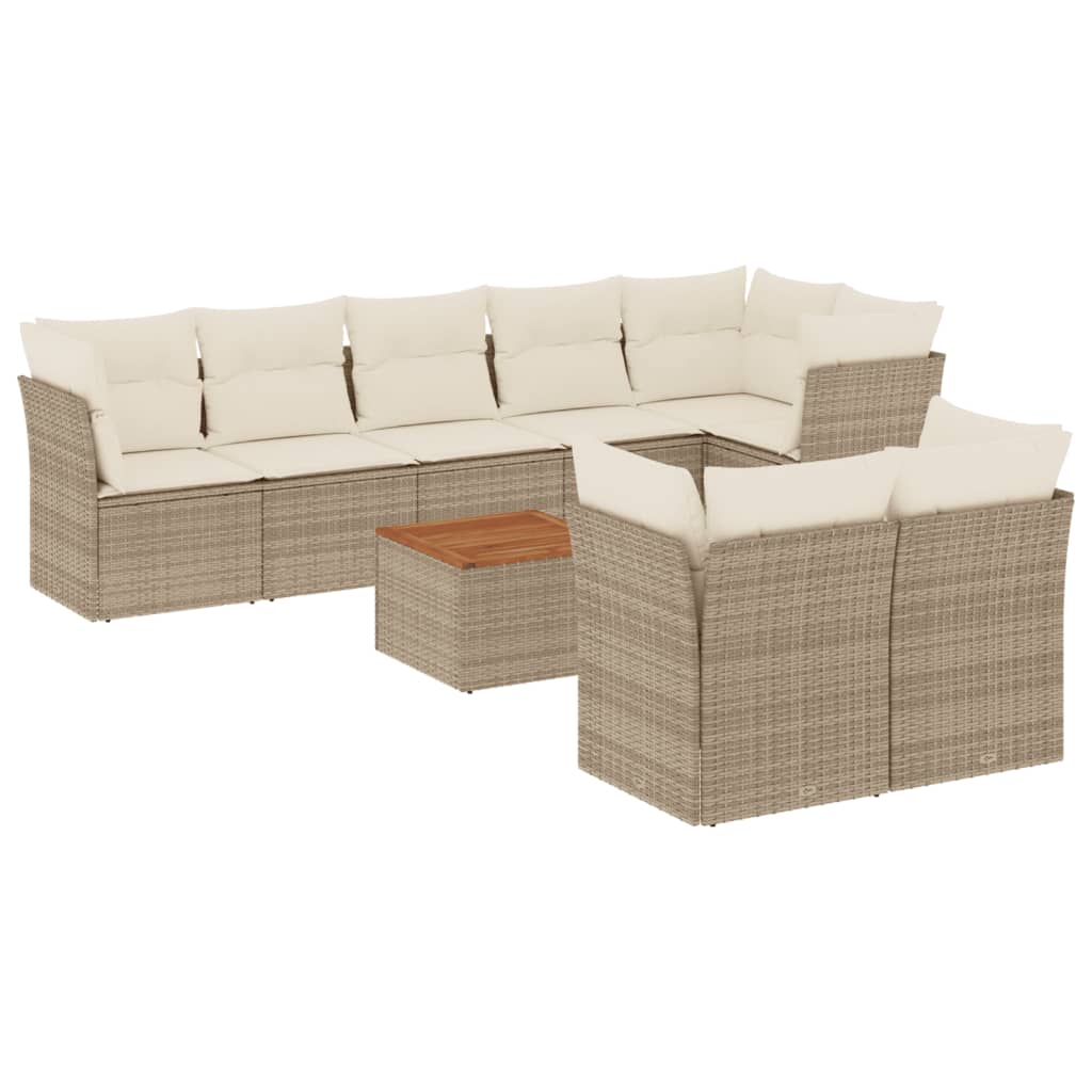 9-delige Loungeset met kussens poly rattan beige is nu te koop bij PeponiXL, paradijselijk wonen!